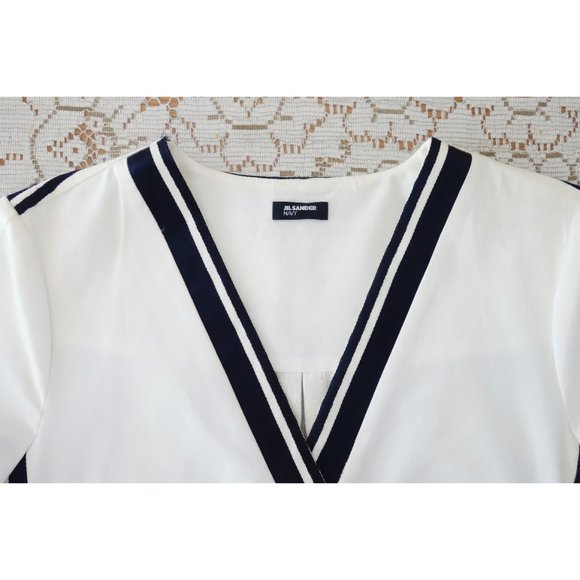 Jil Sander Navy White Navy Blue Stripe Tent Dress size FR 34 US 2 - Picture 4 of 4